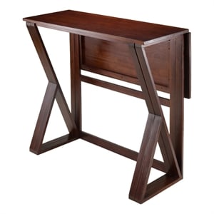 Pemberly Row Drop Leaf Transitional Solid Wood Dining Table in Walnut