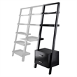 Pemberly Row 3-Shelf Leaning Drawer Transitional Solid Wood Bookcase in Black