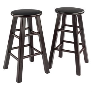 Pemberly Row 24&quot Transitional Solid Wood Counter Stool in Espresso (Set of 2)