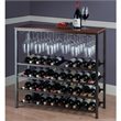 Pemberly Row Transitional Metal/Wood Wine Rack in Antique Bronze/Walnut