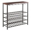 Pemberly Row Transitional Metal/Wood Wine Rack in Antique Bronze/Walnut