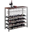 Pemberly Row Transitional Metal/Wood Wine Rack in Antique Bronze/Walnut