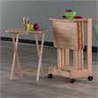 Pemberly Row 5-Piece Transitional Solid Wood Flip Top Snack Table Set in Natural