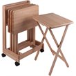 Pemberly Row 5-Piece Transitional Solid Wood Flip Top Snack Table Set in Natural