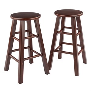 Pemberly Row 24&quot Transitional Solid Wood Counter Stool in Walnut (Set of 2)