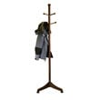 Pemberly Row 6 Pegs Transitional Solid Wood Standing Coat Rack in Walnut