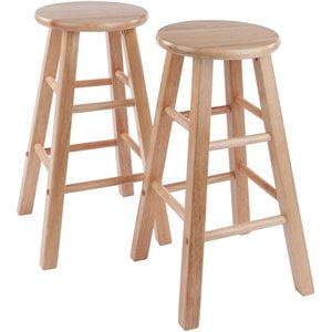 Pemberly Row 23.86&quot Transitional Solid Wood Counter Stool in Natural (Set of 2)