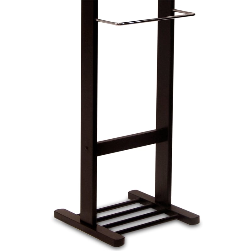 Pemberly Row Transitional Solid Wood Valet Stand with Mirror in Espresso