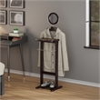 Pemberly Row Transitional Solid Wood Valet Stand with Mirror in Espresso