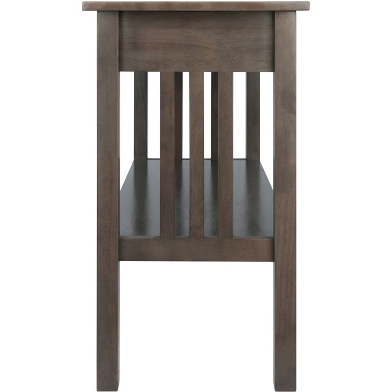 Pemberly Row Transitional Solid Wood Storage Console Table in Oyster Gray