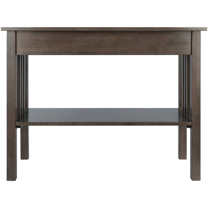 Pemberly Row Transitional Solid Wood Storage Console Table in Oyster Gray