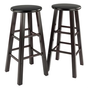 Pemberly Row 29&quot Transitional Solid Wood Bar Stool in Espresso (Set of 2)