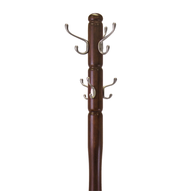 Pemberly Row Transitional Solid Wood Coat Rack Tree in Cappuccino