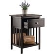 Pemberly Row 1-Drawer Transitional Solid Wood Storage End Table in Coffee