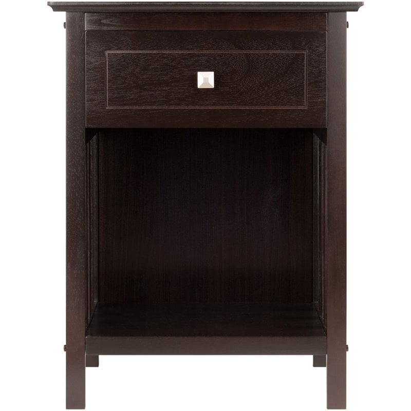 Pemberly Row 1-Drawer Transitional Solid Wood Storage End Table in Coffee
