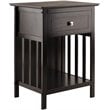Pemberly Row 1-Drawer Transitional Solid Wood Storage End Table in Coffee