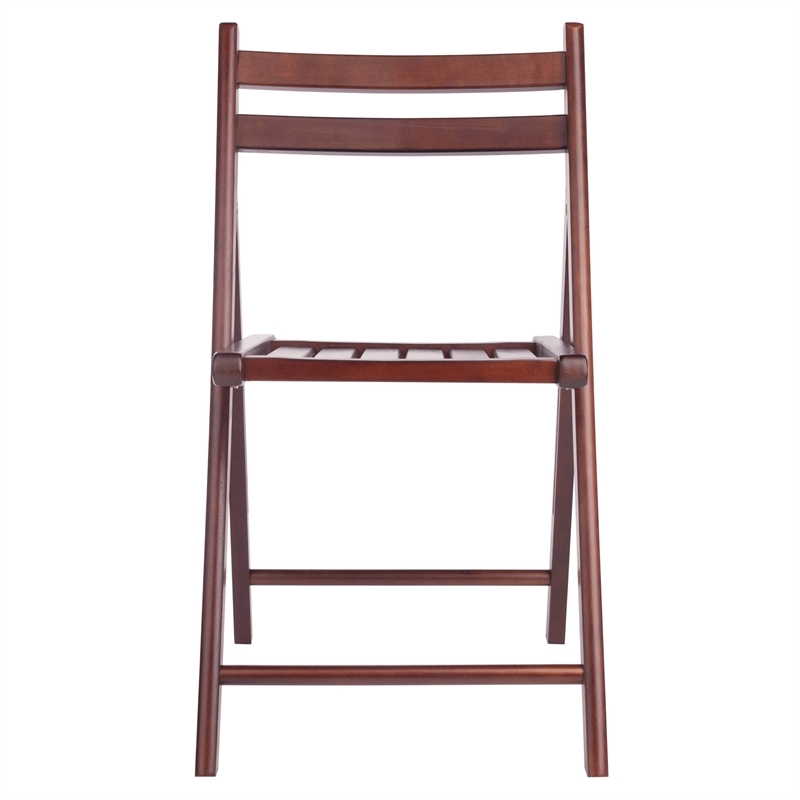 Pemberly Row Transitional Solid Wood Folding Chair in Walnut (Set of 4)