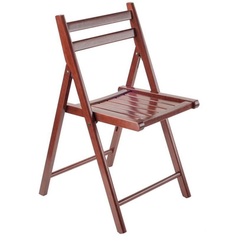 Pemberly Row Transitional Solid Wood Folding Chair in Walnut (Set of 4)
