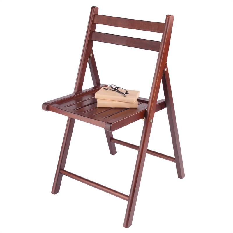 Pemberly Row Transitional Solid Wood Folding Chair in Walnut (Set of 4)
