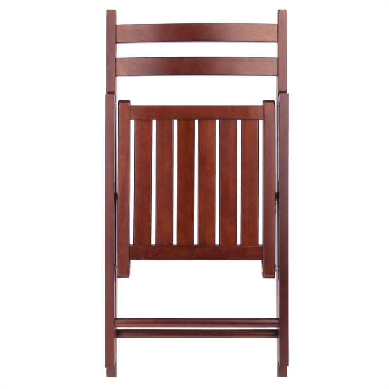 Pemberly Row Transitional Solid Wood Folding Chair in Walnut (Set of 4)