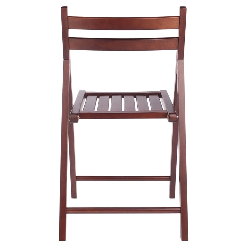 Pemberly Row Transitional Solid Wood Folding Chair in Walnut (Set of 4)