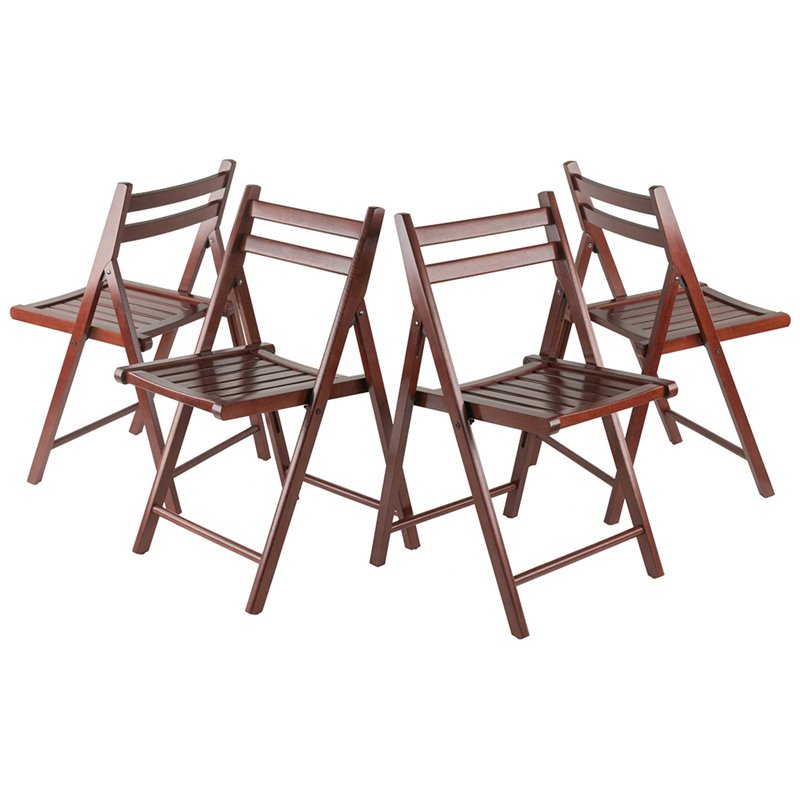 Pemberly Row Transitional Solid Wood Folding Chair in Walnut (Set of 4)