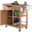 Pemberly Row Swing Door Transitional Solid Wood Kitchen Cart in Natural