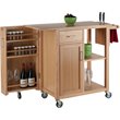 Pemberly Row Swing Door Transitional Solid Wood Kitchen Cart in Natural