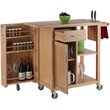 Pemberly Row Swing Door Transitional Solid Wood Kitchen Cart in Natural