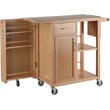 Pemberly Row Swing Door Transitional Solid Wood Kitchen Cart in Natural