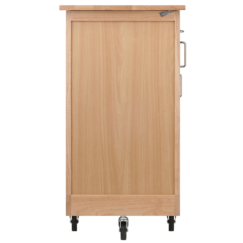 Pemberly Row Swing Door Transitional Solid Wood Kitchen Cart in Natural