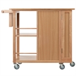 Pemberly Row Swing Door Transitional Solid Wood Kitchen Cart in Natural
