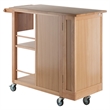 Pemberly Row Swing Door Transitional Solid Wood Kitchen Cart in Natural