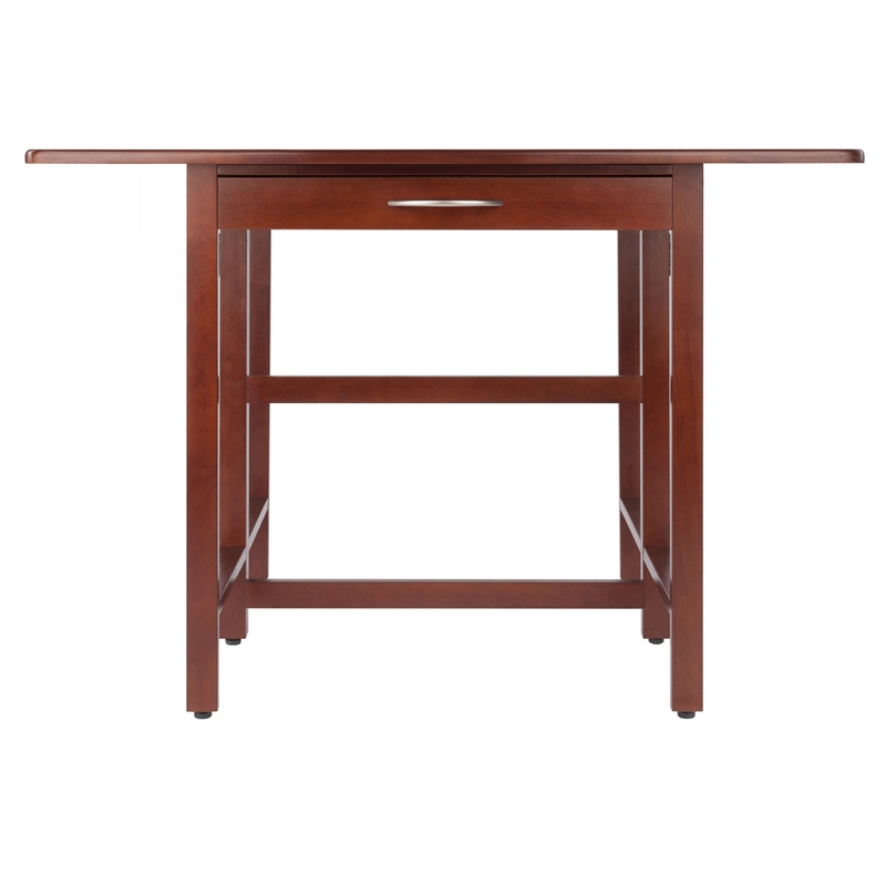 Pemberly Row Transitional Solid Wood Drop Leaf Dining Table in Walnut