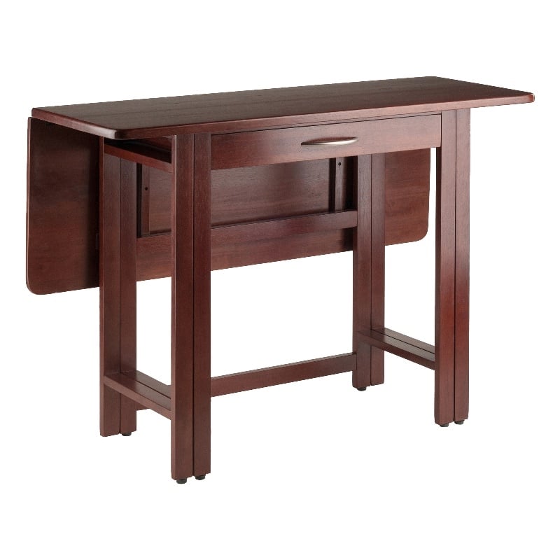 Pemberly Row Transitional Solid Wood Drop Leaf Dining Table in Walnut
