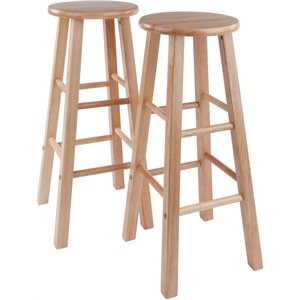 Pemberly Row 28.98&quot Transitional Solid Wood Bar Stool in Natural (Set of 2)