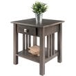 Pemberly Row Transitional Solid Wood Storage End Table in Oyster Gray
