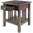 Pemberly Row Transitional Solid Wood Storage End Table in Oyster Gray