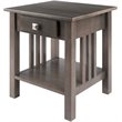 Pemberly Row Transitional Solid Wood Storage End Table in Oyster Gray