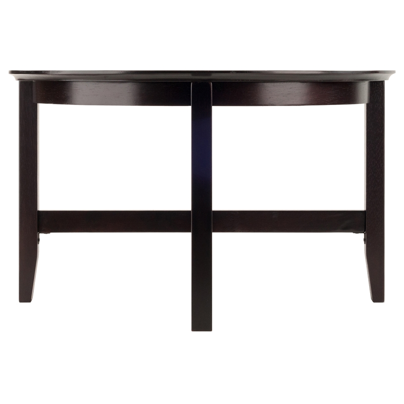 Pemberly Row Round Transitional Solid Wood Coffee Table in Espresso