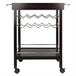 Pemberly Row Transitional Wood Johnnie Bar Cart in Espresso Finish