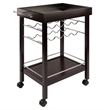 Pemberly Row Transitional Wood Johnnie Bar Cart in Espresso Finish