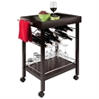 Pemberly Row Transitional Wood Johnnie Bar Cart in Espresso Finish