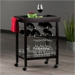 Pemberly Row Transitional Wood Johnnie Bar Cart in Espresso Finish