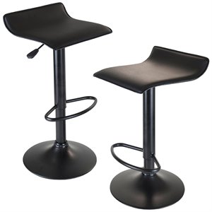 pemberly row metal black faux leather adjustable swivel bar stool (set of 2)