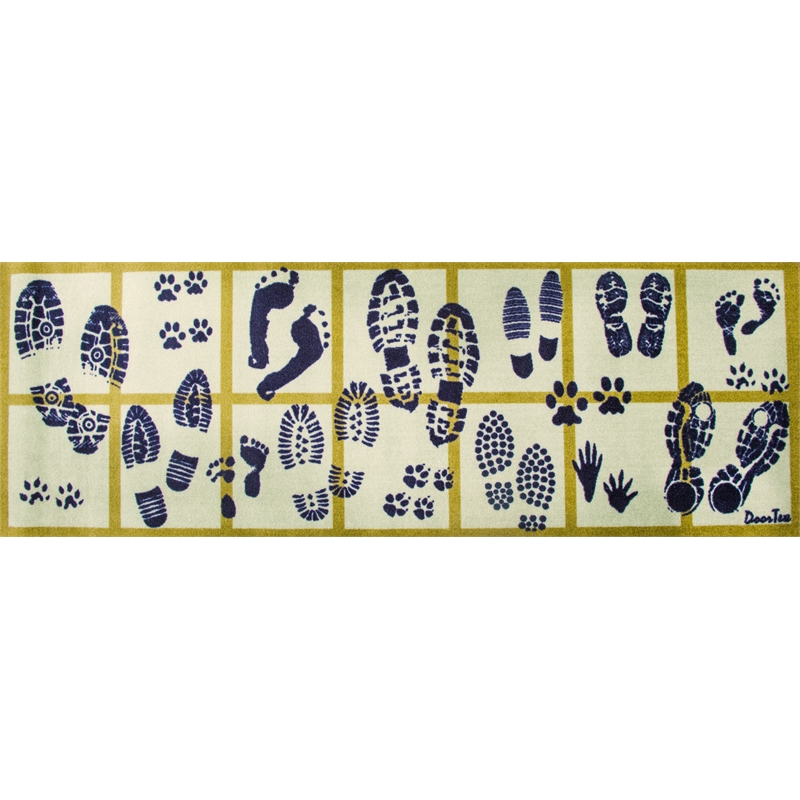 Pemberly Row Fabric Short Indoor Entrance Runner Mat Blue Shoes Design