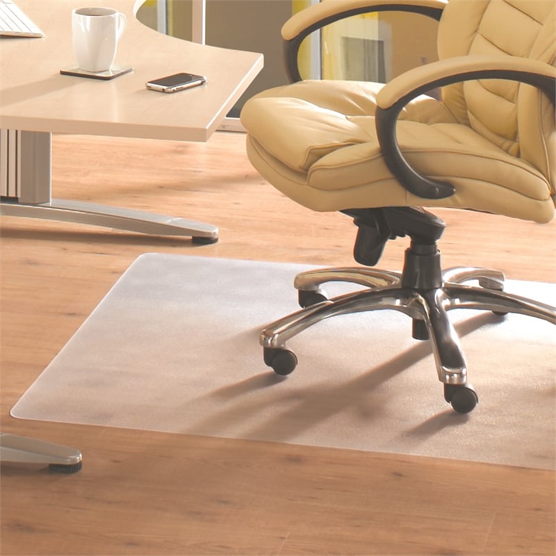 Pemberly Row Vinyl PVC Rect Chair Mat for Hard Floor Clear Size 45 x 53 inch