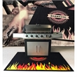 Pemberly Row Fabric Black Fire Retardant BBQ Mat Flame Design Size 39 x 60