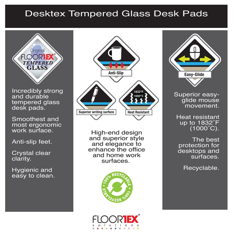 Pemberly Row Contemporary Plastic Clear Glaciermat Glass Desk Pad Size 20 x 36