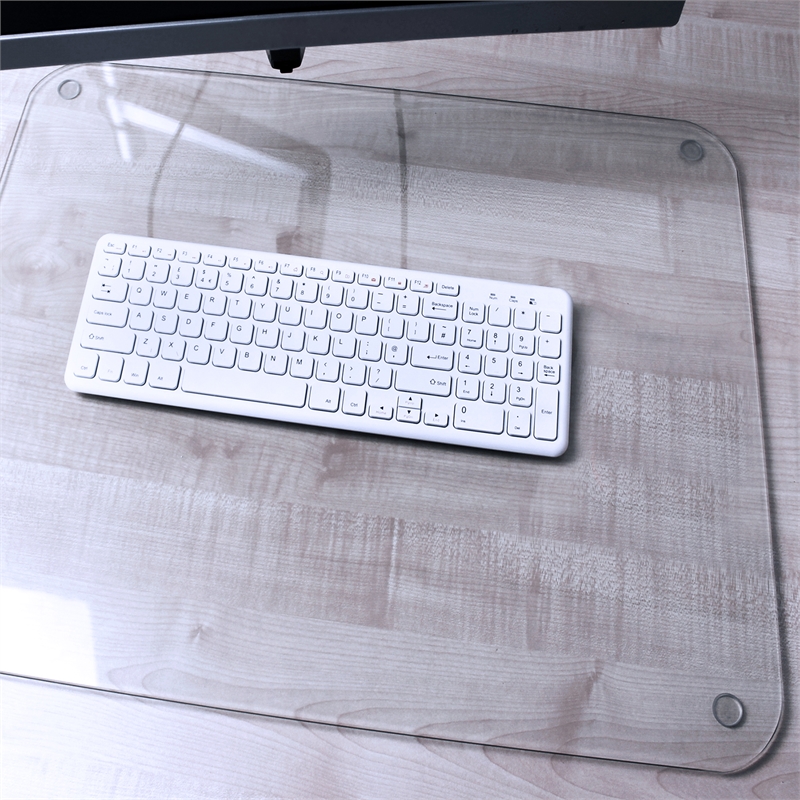 Pemberly Row Contemporary Plastic Clear Glaciermat Glass Desk Pad Size 20 x 36